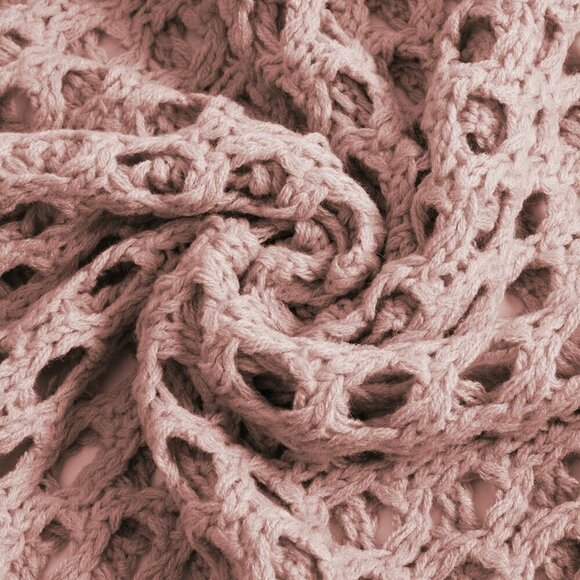 Pink Women's Sexy Elegant Knit Hollow Fringe Beach Style Dress - Picture 4 of 5